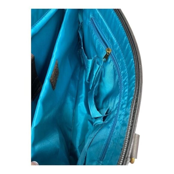 PB9 Solo Leather Padded Laptop Tote with Blue Organizer Pocket - Picture 5 of 7